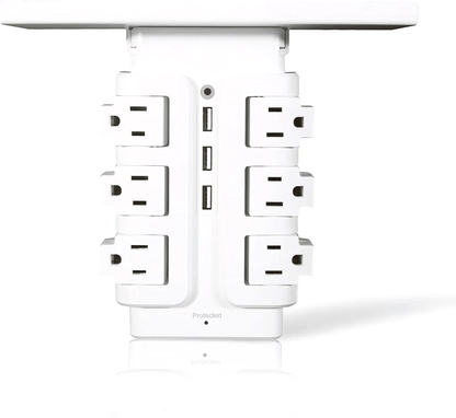 Power Strip Tower 6 Outlets 3 Usb with Removable Shelf Wall Mount for Home Office