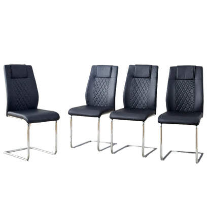 [SET OF 4] Modern Dining Chairs with Faux Leather Padded Seat