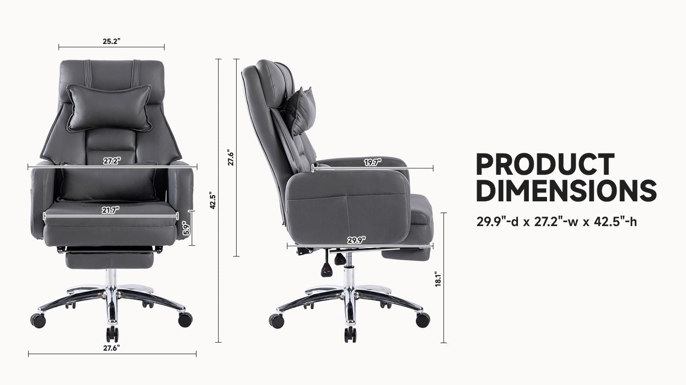 Swivel Ergonomic Leather High Back Office Chair with Lumbar Support Headrest