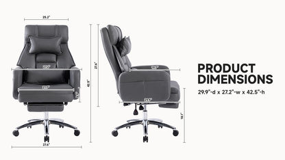 Swivel Ergonomic Leather High Back Office Chair with Lumbar Support Headrest