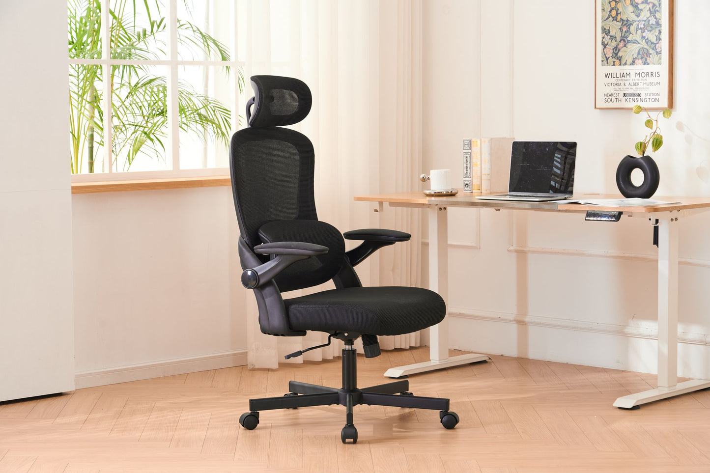 Ergonomic Mesh Office Chair, High Back Desk Chair with 3D Armrests, Up&Down Lumbar Support, Swivel Computer Task Chair with Adjustable 2D Headrest, Tilt Function Black