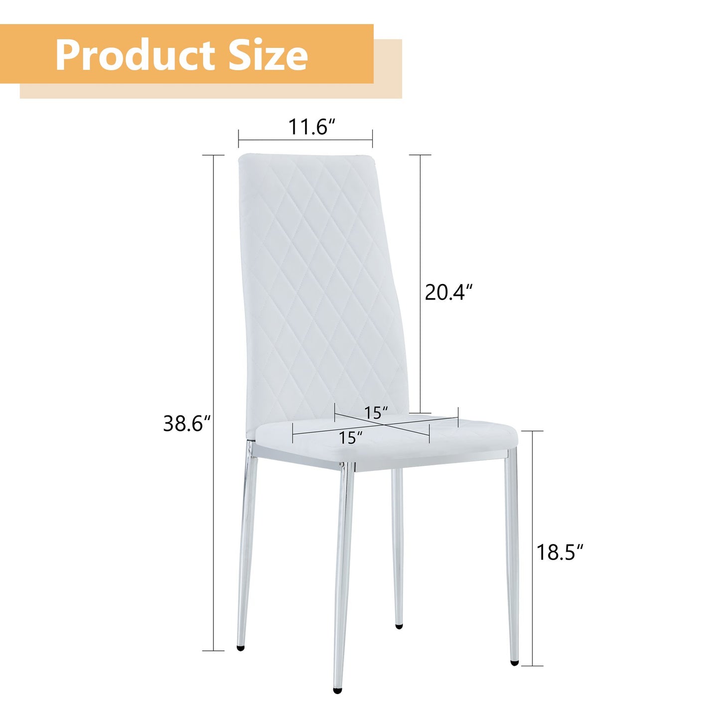 [SET OF 4] Grid armless white high backrest dining chair