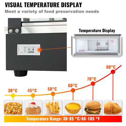 VEVOR Commercial Food Warmer Display w/ Stainless Frame Glass Doors