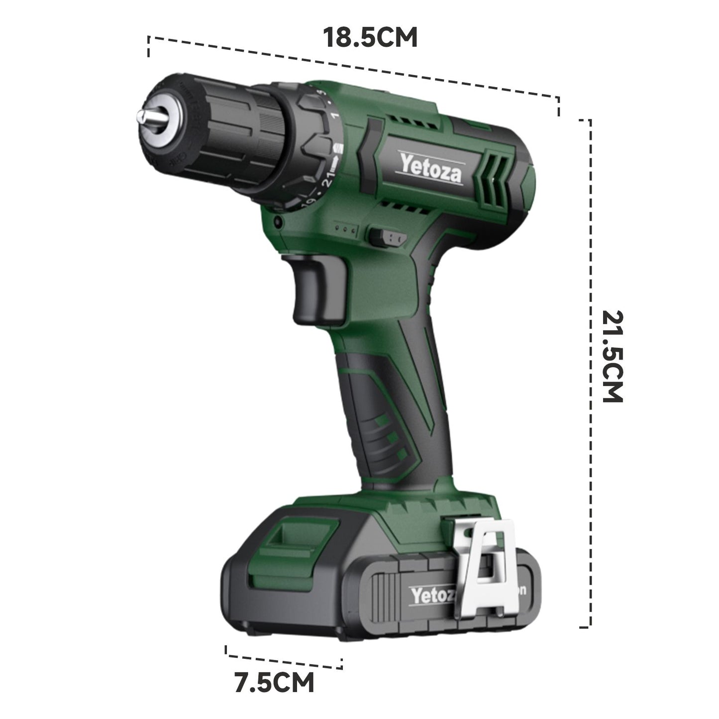 Cordless Drill Set, 20V Electric Power Drill with Battery And Charger, Dark Green