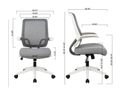 Ergonomic Mid-back Office Chair with Flip-up Armrest,360° Silent Wheels