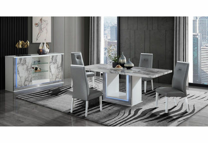 [SET OF 2] Moon Grey Upholstered Dining Chairs