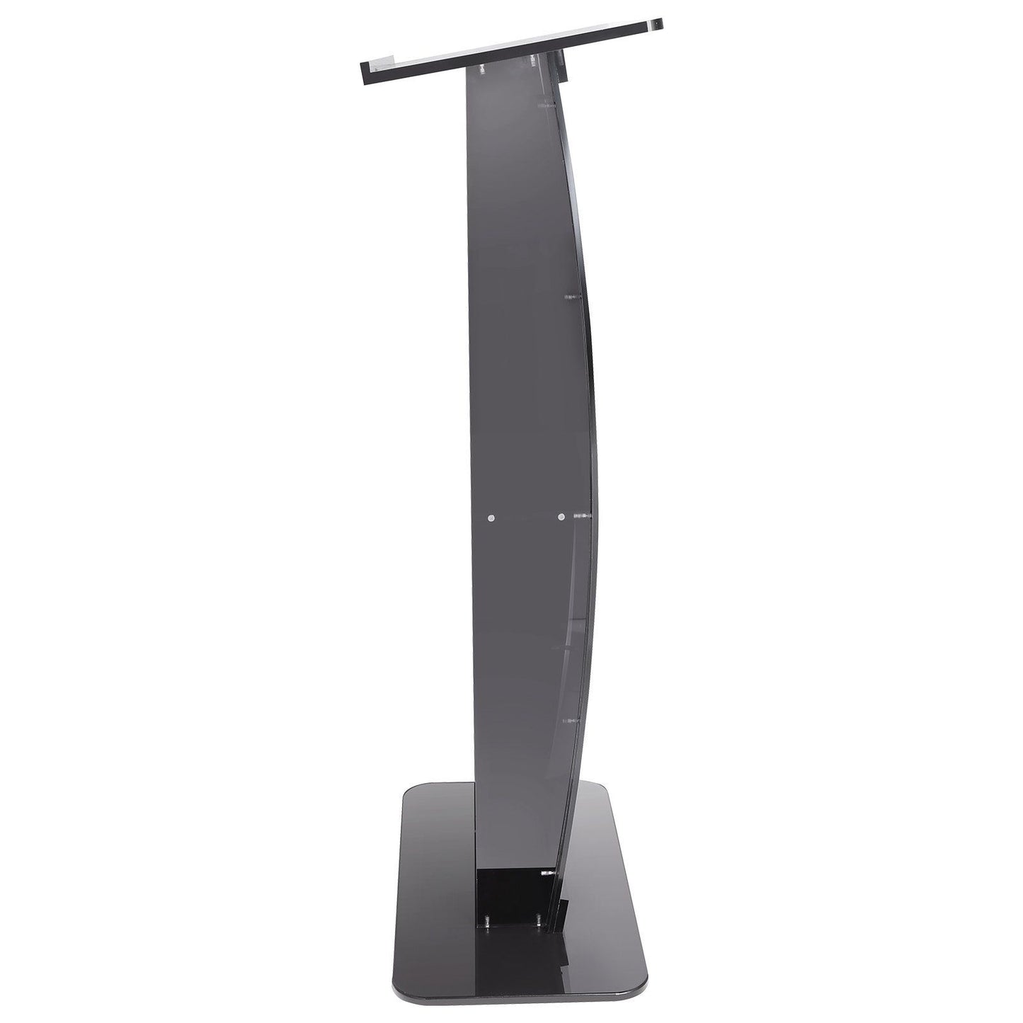 47" Black Acrylic Podium Stand with Wide Reading Surface & Storage Shelf