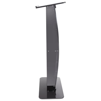 47" Black Acrylic Podium Stand with Wide Reading Surface & Storage Shelf