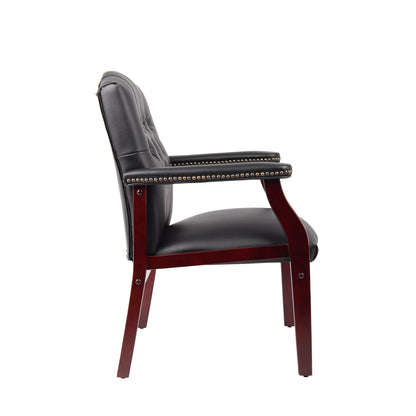 Leather Reception Guest Chairs W/Padded Seat and Arms Ergonomic