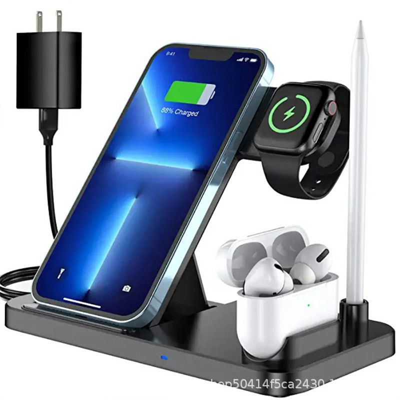 Popular folding 4-in-1 multi-function mobile phone wireless charger for Apple 12/13/15W wireless fast charging