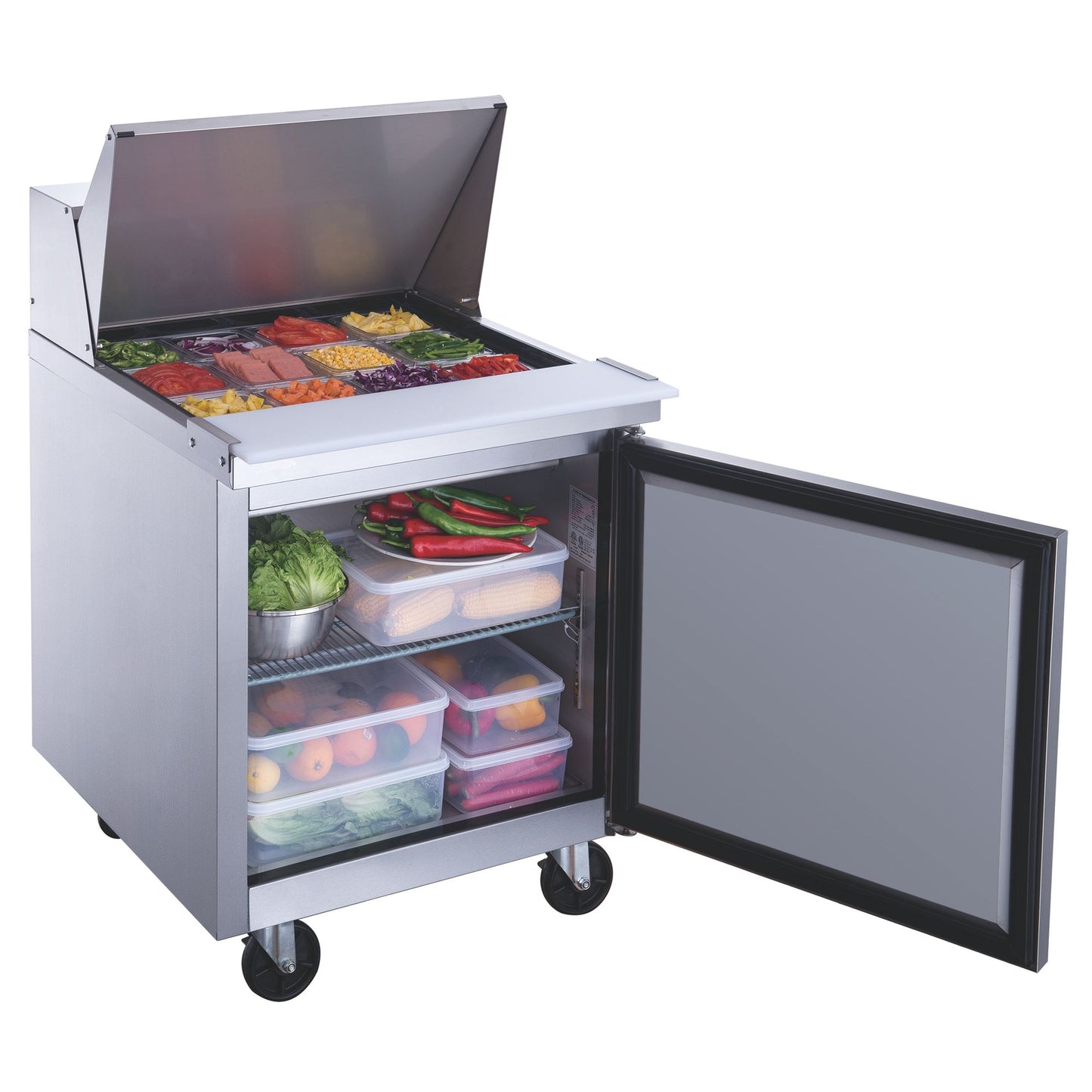 Dukers Commercial Single Door Salad Prep Table Refrigerator