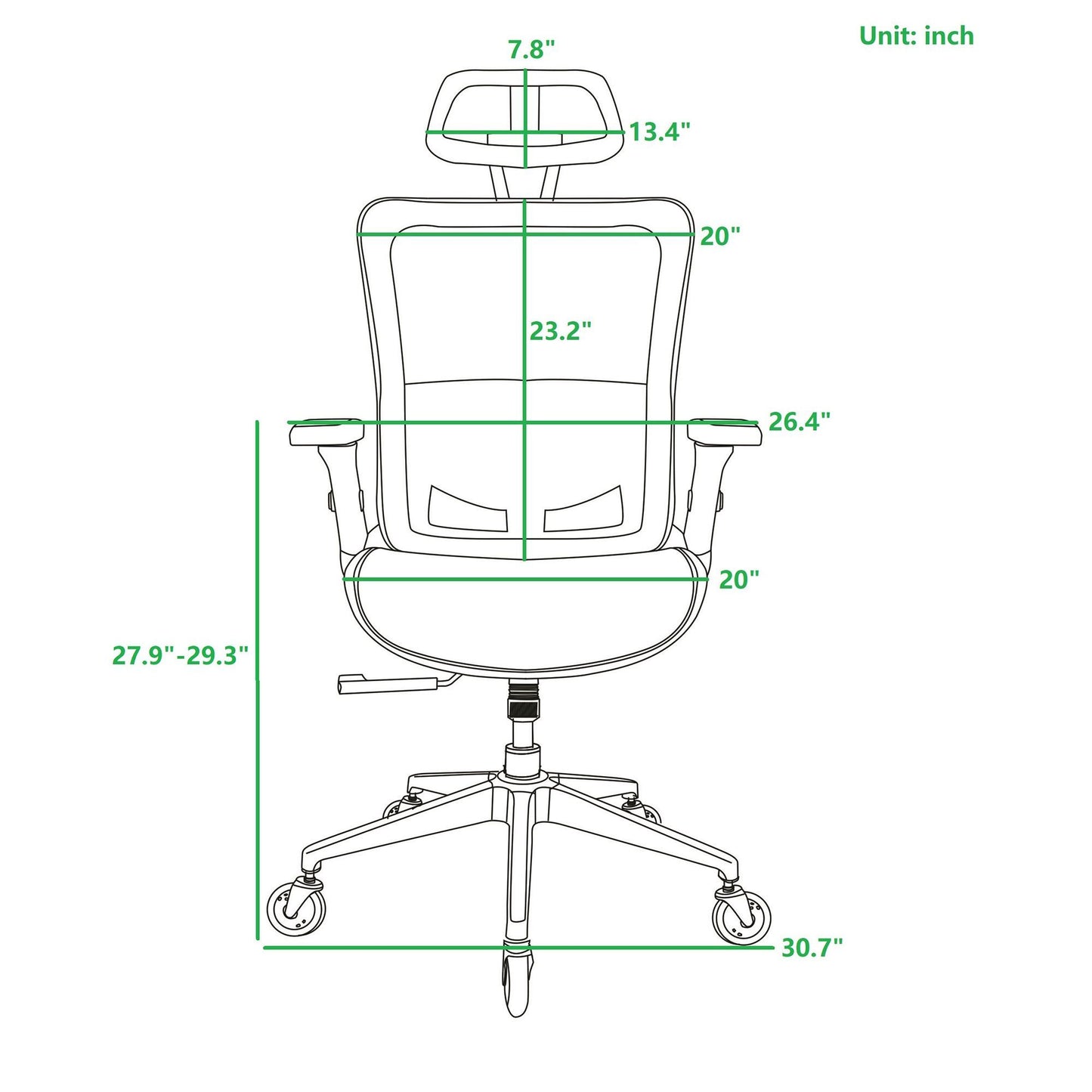 RED Ergonomic Mesh Office Chair, High Back