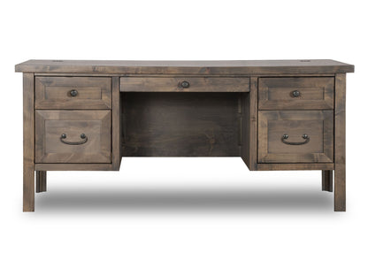 Large Executive Desk, No Assembly Required, Barnwood Finish