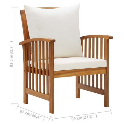 Patio Chairs with Cushions 2 pcs Solid Acacia Wood