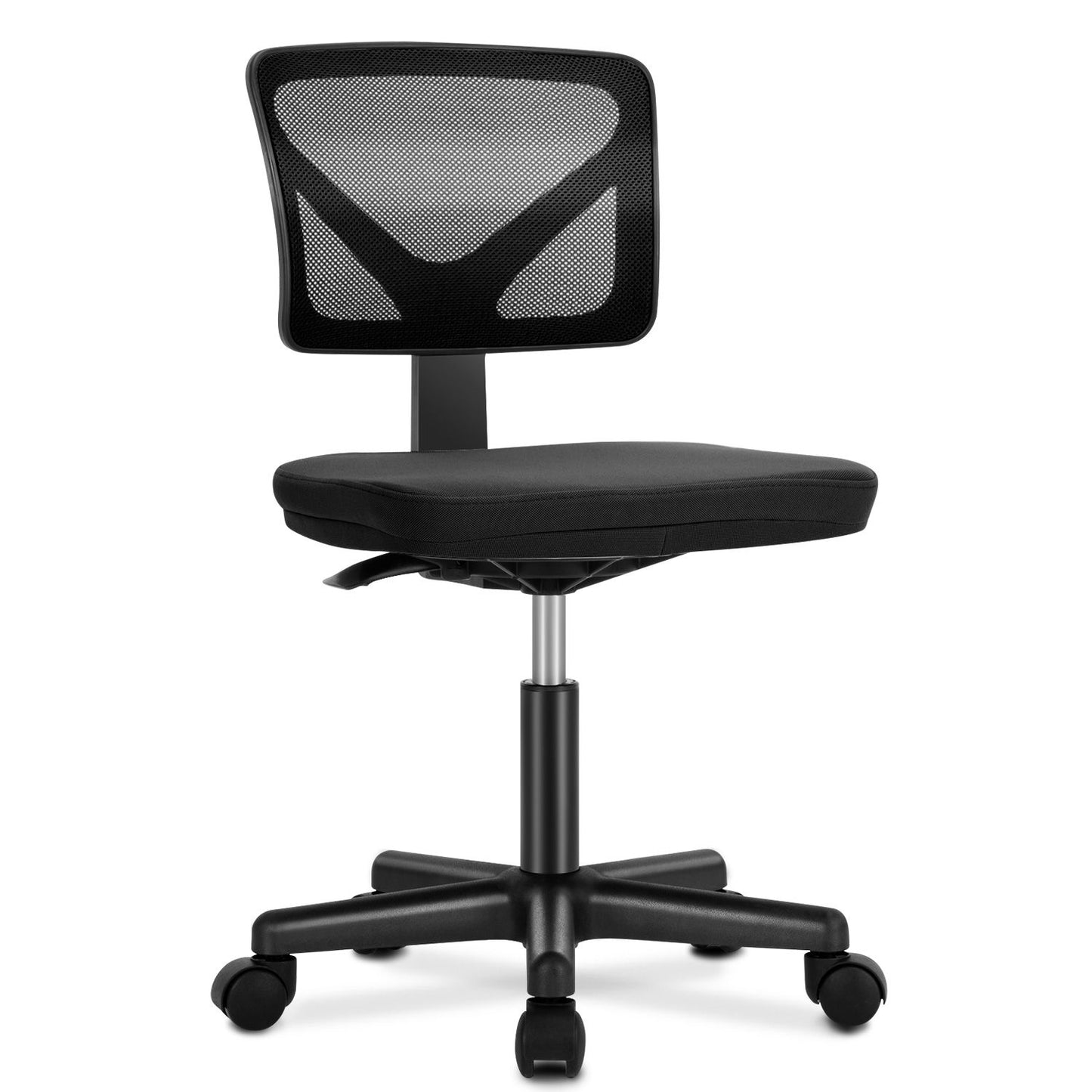 Sweetcrispy Armless Desk Chair Small Home Office Chair with Lumbar Support