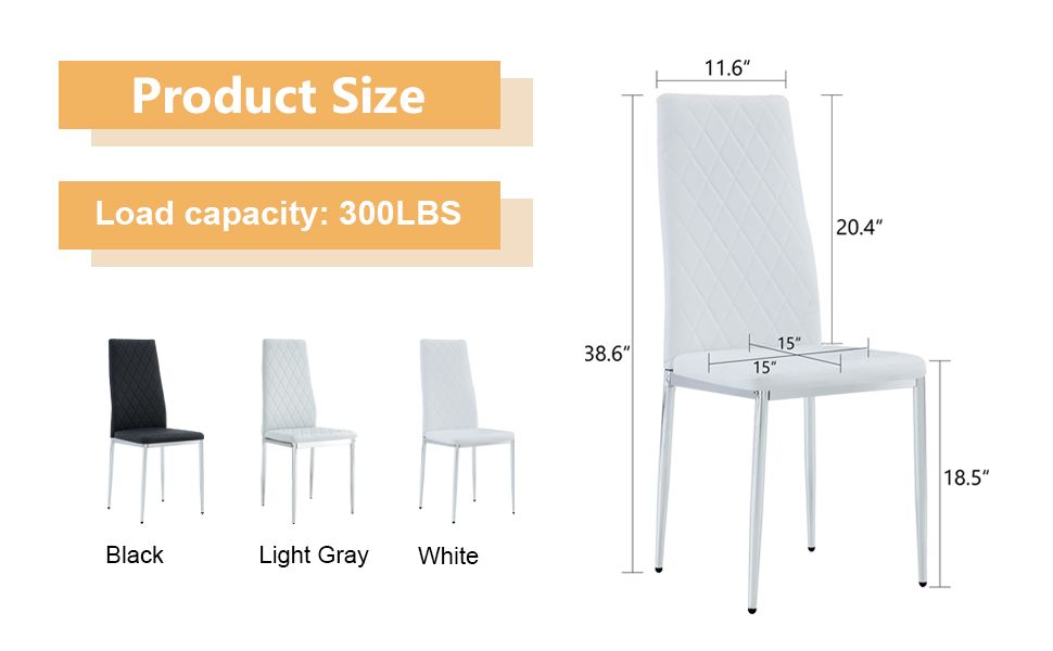 [SET OF 4] Grid armless white high backrest dining chair