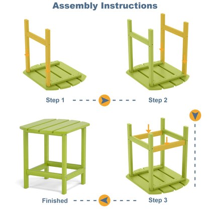 Adirondack Outdoor Side Table;  HDPE Plastic End Tables for Patio;  Backyard;  Pool;  Indoor Outdoor Companion;  Easy Maintenance Weather Resistant Lawn Furniture