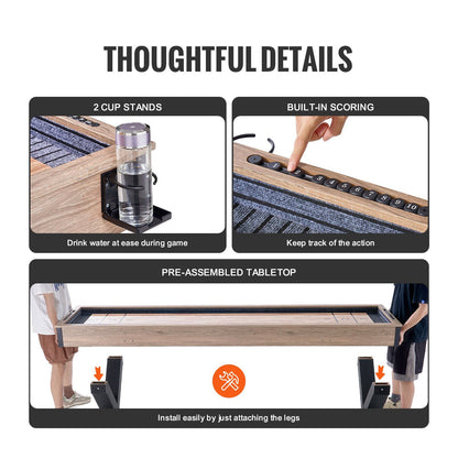 VEVOR 9 ft Shuffleboard Table 2 in 1 Shuffleboard and Bowling Combo Game Set