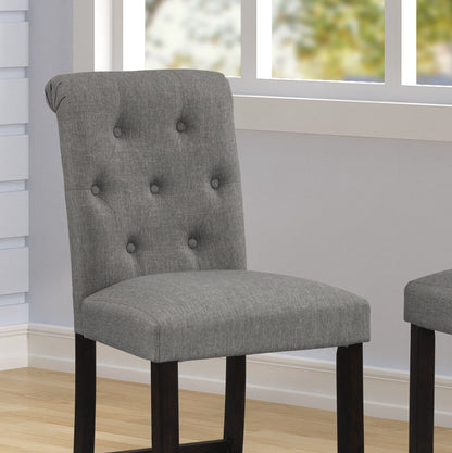 [SET OF 2] Leviton Solid Wood Tufted Asons Grey Barstool