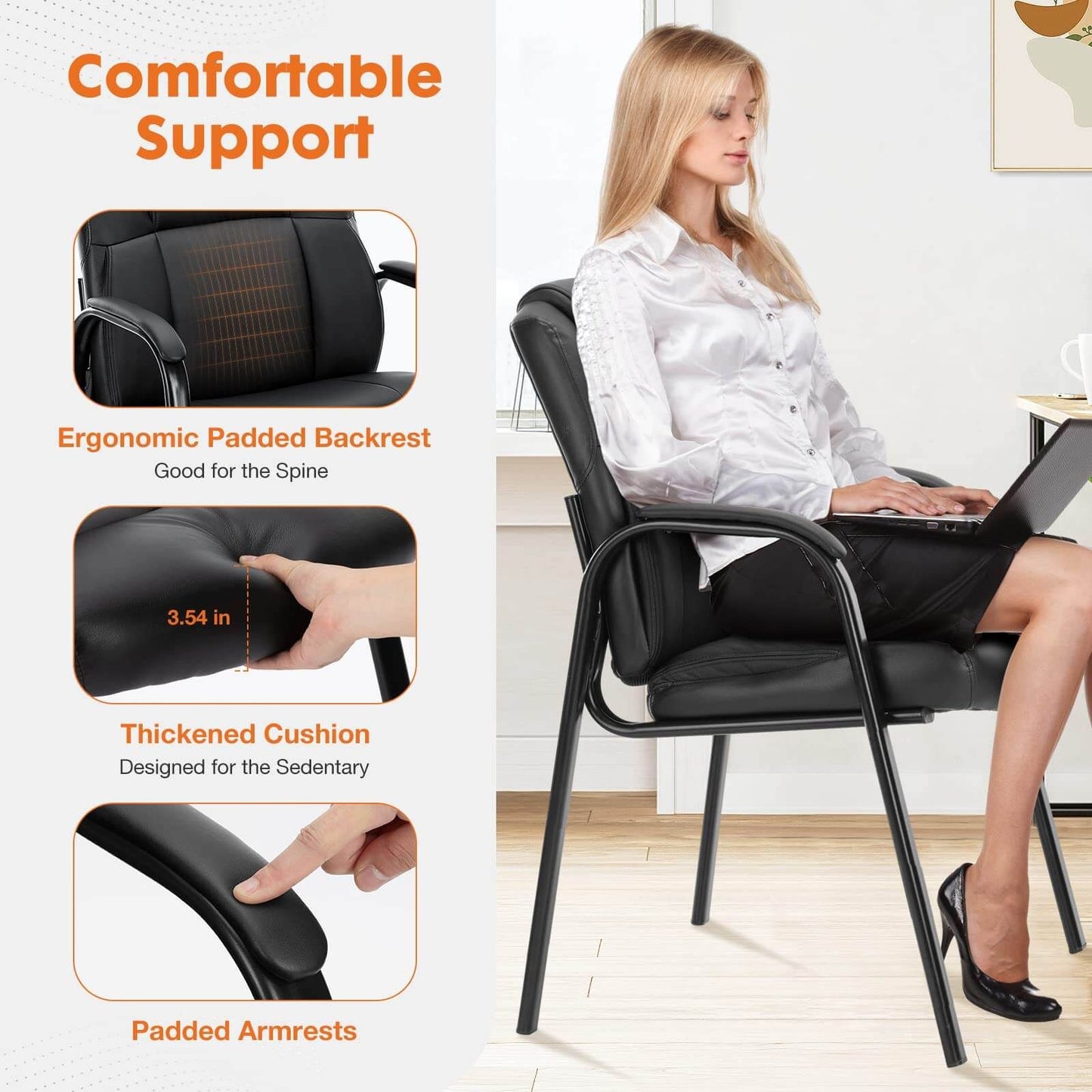 Leather Conference Room Chairs with Padded Arms,eception Chairs,Office Guest Chairs,1P