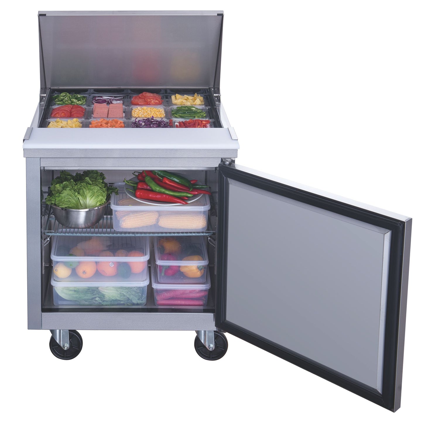 Dukers Commercial Single Door Salad Prep Table Refrigerator