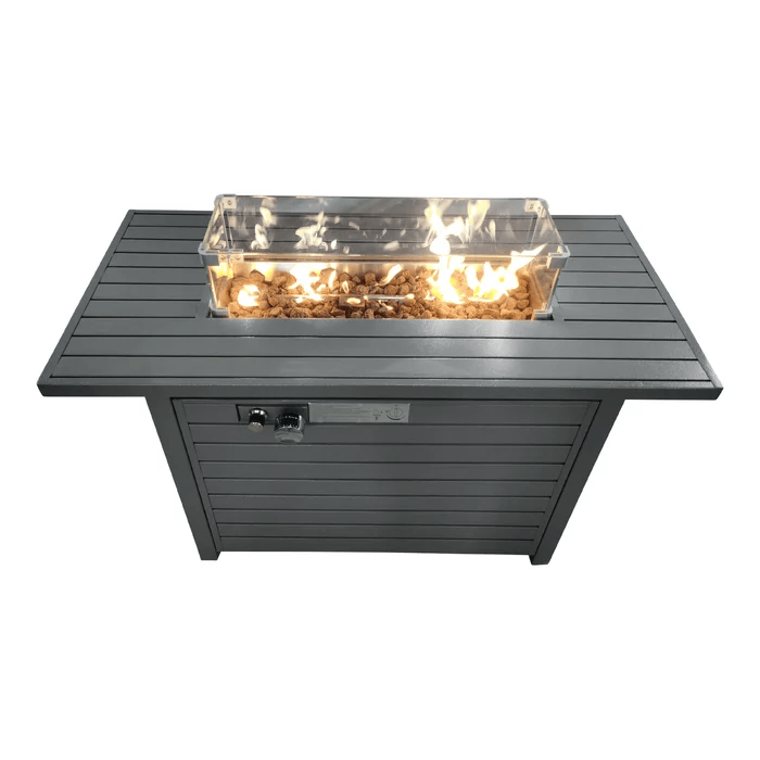 42" W x 25" H Steel Propane Fire Pit Table with Lid