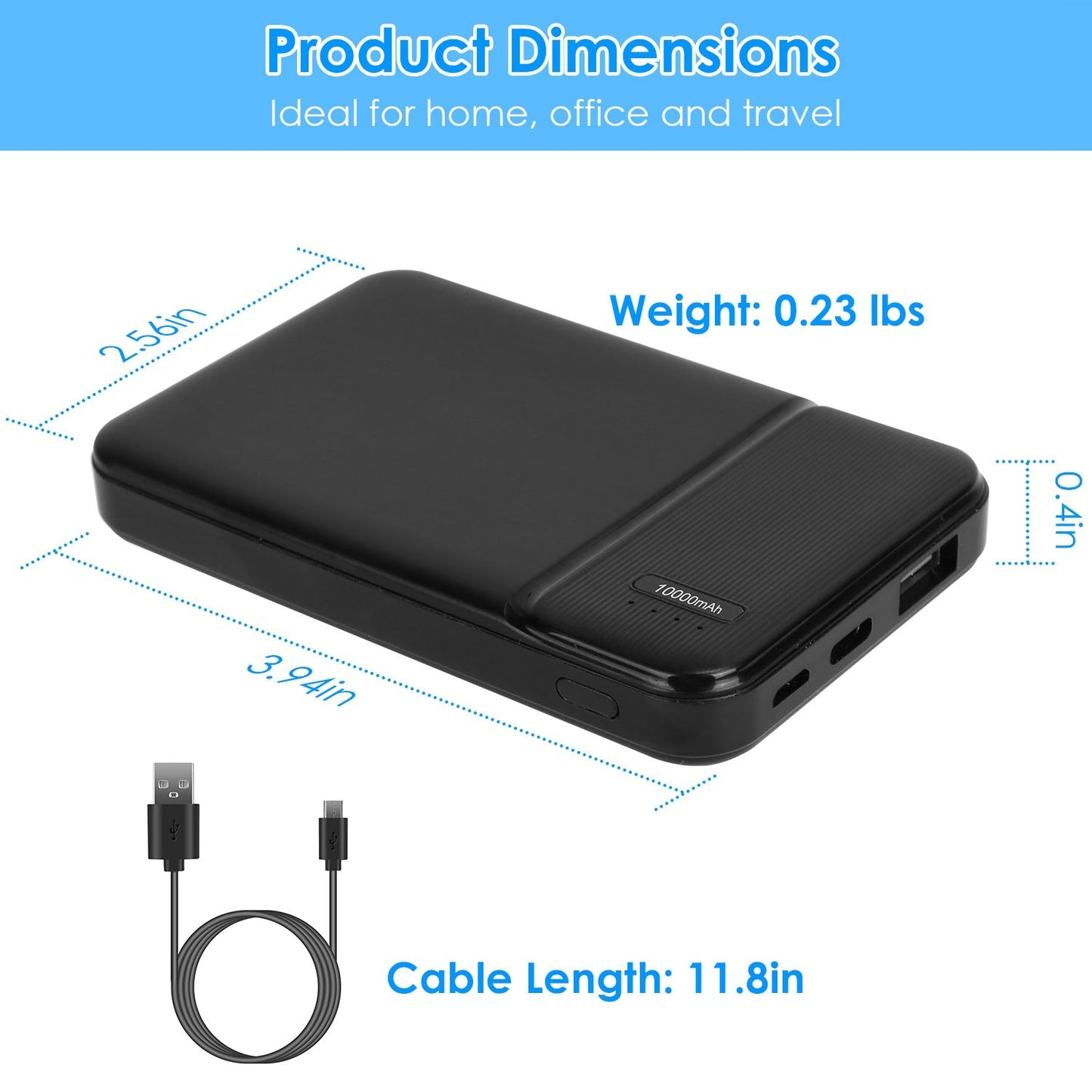 Power Bank Portable Phone Charger for Home Office Travel External Battery Pack with 1 Micro USB Cable Fit For IOSPhone 13/12 Samsung Galaxy S21 And More