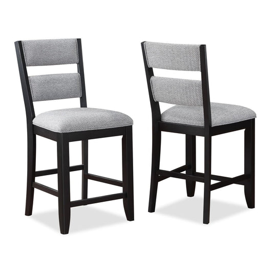 [SET OF 2] Black Farmhouse Style Ladder Back Counter Height Side Chair