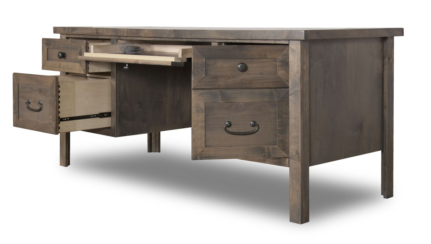 Large Executive Desk, No Assembly Required, Barnwood Finish