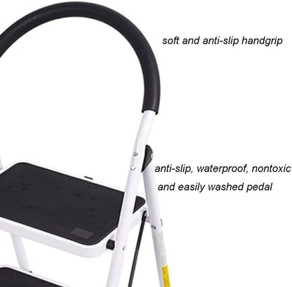 Portable Anti-Slip 3 Step Ladder Folding Lightweight Steel Step Stool Platform 330LBS Capacity