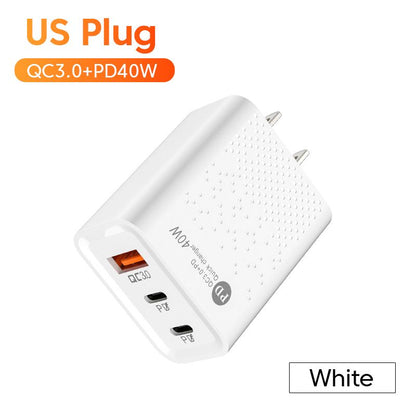 Quick Charge 3.0 60W USB Type C Charger 3 Port PD Phone Charger Adapter For IPhone Samsung Xiaomi Huawei EU/US Plug Wall Charger