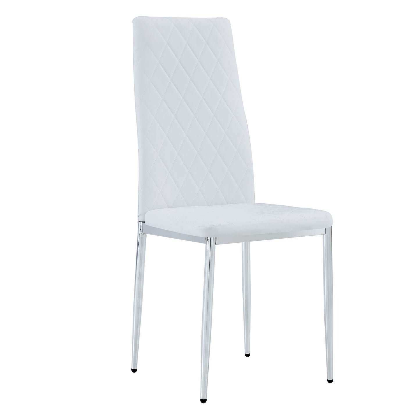 [SET OF 4] Grid armless white high backrest dining chair