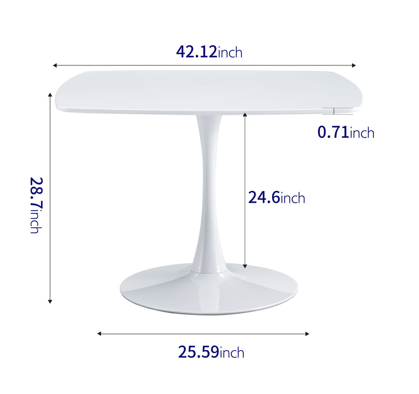 42.1\" Table Mid-century Dining Table for 4-6 people With Round Mdf Table Top, Pedestal Dining Table, End Table Leisure Coffee Table