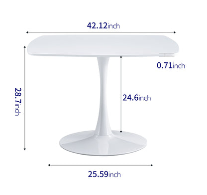 42.1\" Table Mid-century Dining Table for 4-6 people With Round Mdf Table Top, Pedestal Dining Table, End Table Leisure Coffee Table