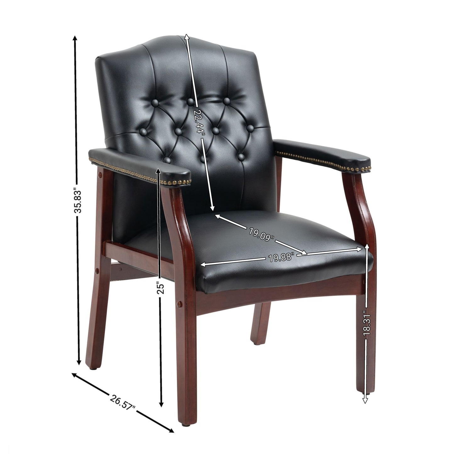 Leather Reception Guest Chairs W/Padded Seat and Arms Ergonomic