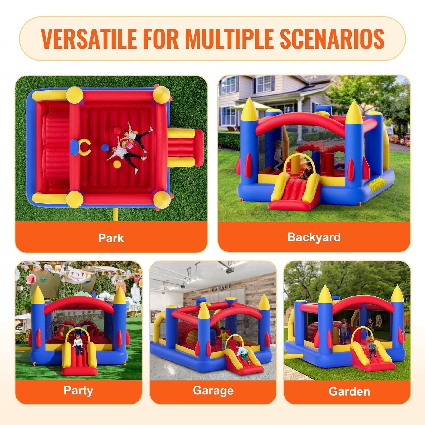 VEVOR Inflatable Bounce House, Outdoor High Quality Playhouse