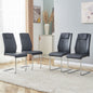 [SET OF 4] Modern Dining Chairs with Faux Leather Padded Seat