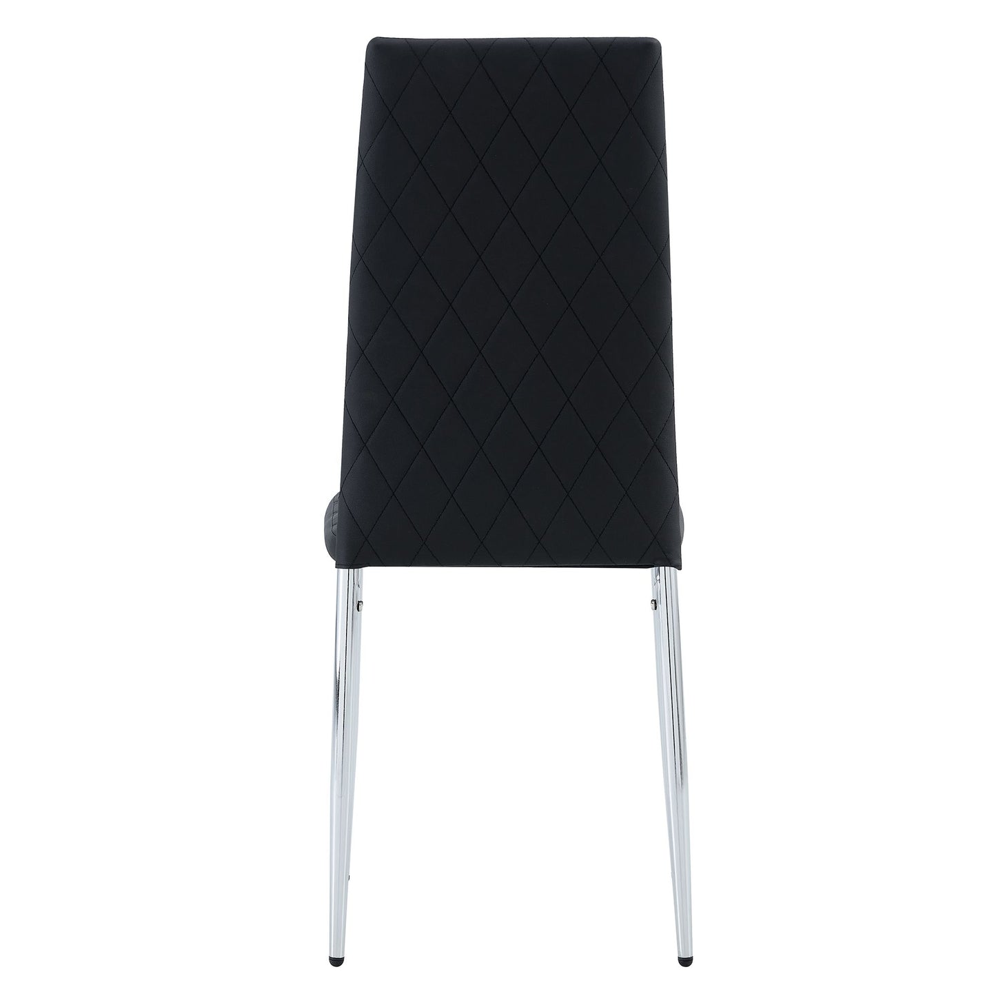 [SET OF 4] Checkered armless high back black and metal dining chair