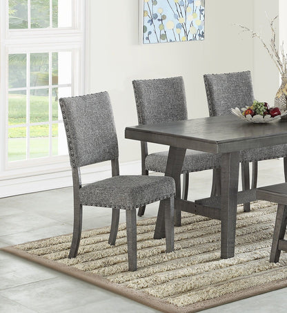 [SET OF 2] Modern Gray Fabric Upholstered Dining Chairs