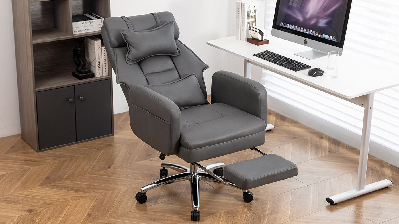 Swivel Ergonomic Leather High Back Office Chair with Lumbar Support Headrest