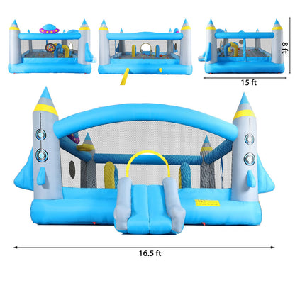 Multifunctional Jump 'n Slide Inflatable Bouncer for Kids Complete Setup with Blower - 198" x 180" Play Area - 96" Tall