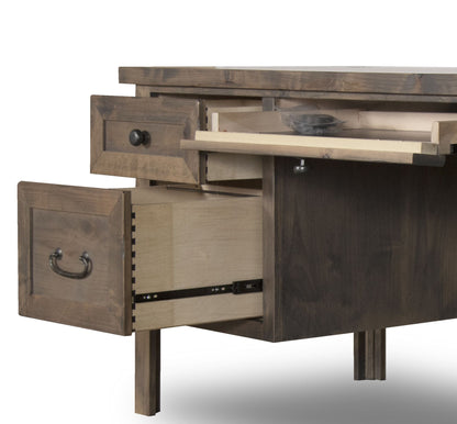 Large Executive Desk, No Assembly Required, Barnwood Finish