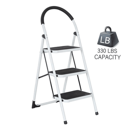 Portable Anti-Slip 3 Step Ladder Folding Lightweight Steel Step Stool Platform 330LBS Capacity