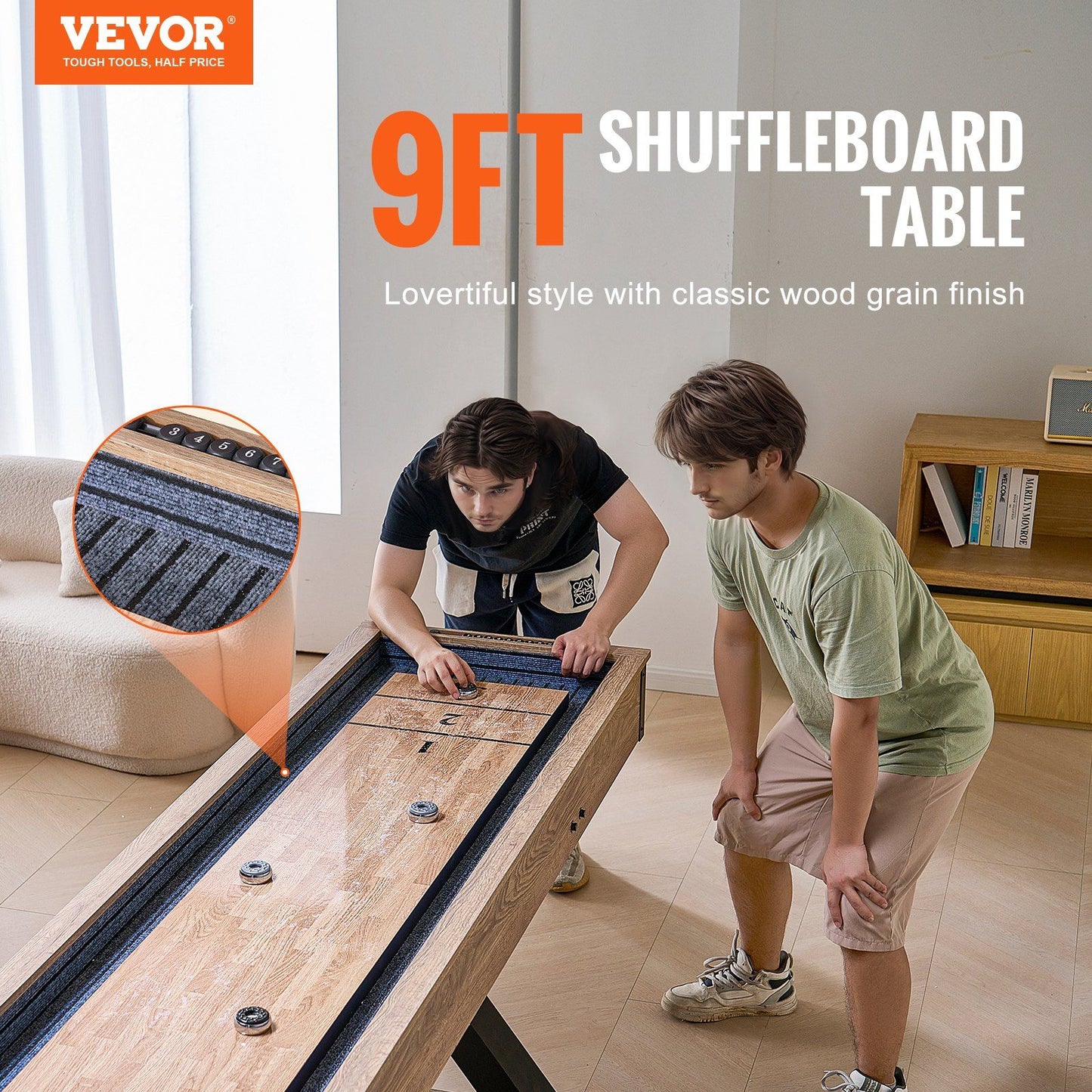 VEVOR 9 ft Shuffleboard Table 2 in 1 Shuffleboard and Bowling Combo Game Set