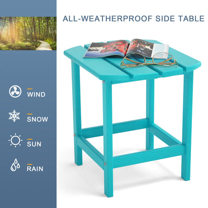 Adirondack Outdoor Side Table;  HDPE Plastic End Tables for Patio;  Backyard;  Pool;  Indoor Outdoor Companion;  Easy Maintenance Weather Resistant Lawn Furniture