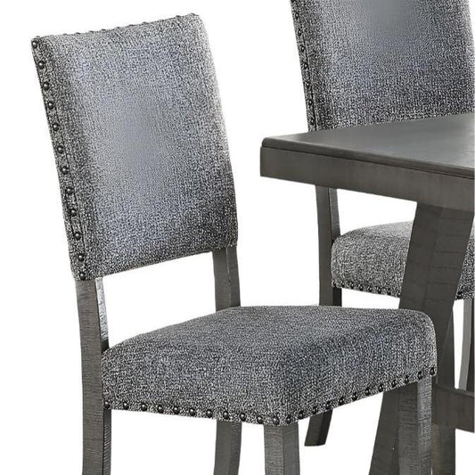 [SET OF 2] Modern Gray Fabric Upholstered Dining Chairs