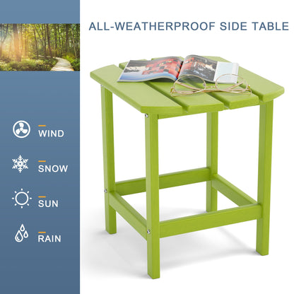 Adirondack Outdoor Side Table;  HDPE Plastic End Tables for Patio;  Backyard;  Pool;  Indoor Outdoor Companion;  Easy Maintenance Weather Resistant Lawn Furniture