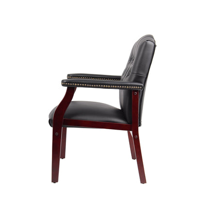 Leather Reception Guest Chairs W/Padded Seat and Arms Ergonomic