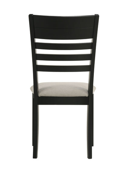 [SET OF 2] Contemporary Black Wooden, Grey Upholstered Dining Side Chair