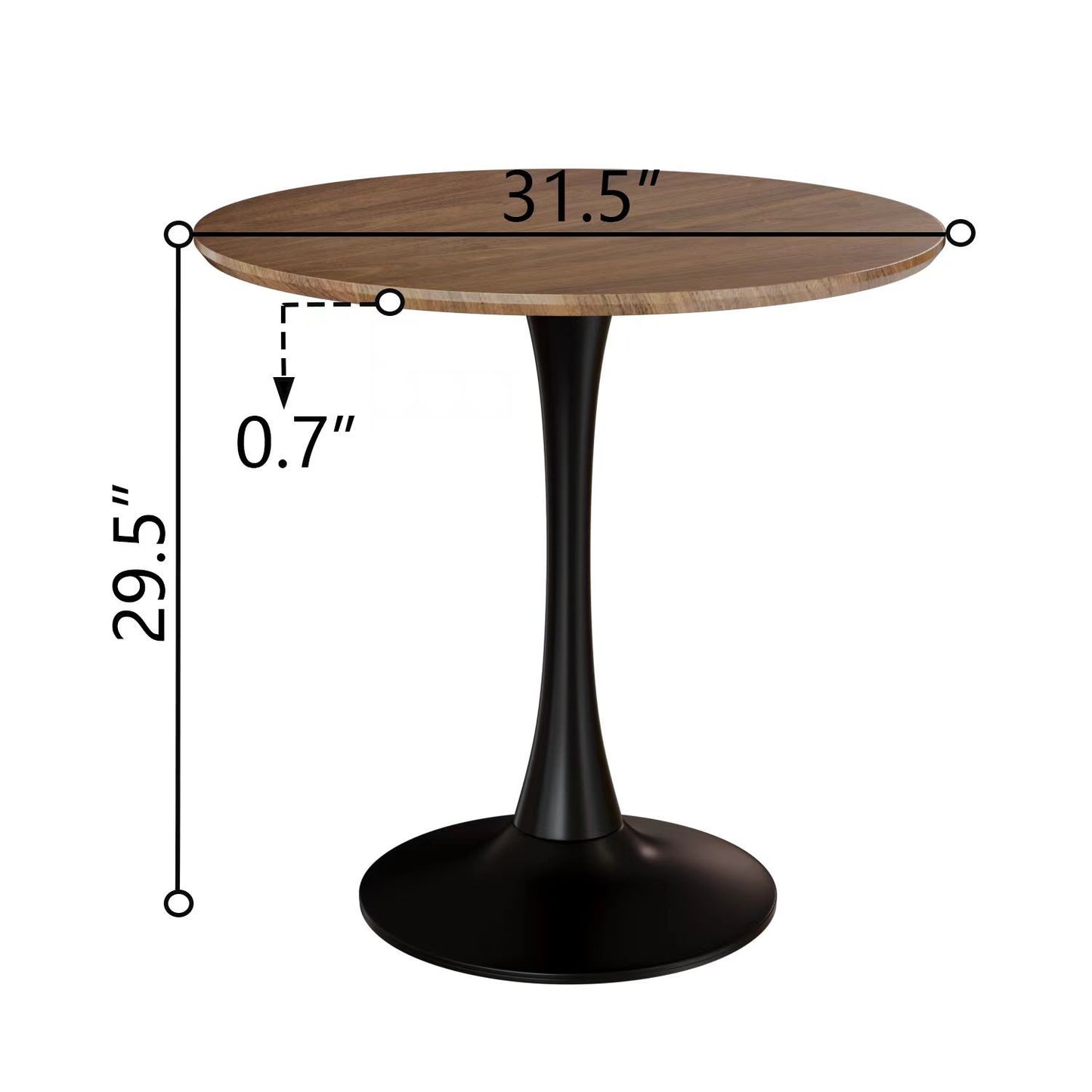 Walnut color Round Dining Table, 31.5" Tulip Table Kitchen Dining Table 2-4 People with MDF Table Top & Pedestal Base, Mid-Century End Table Leisure Coffee Table Office Living Room Table